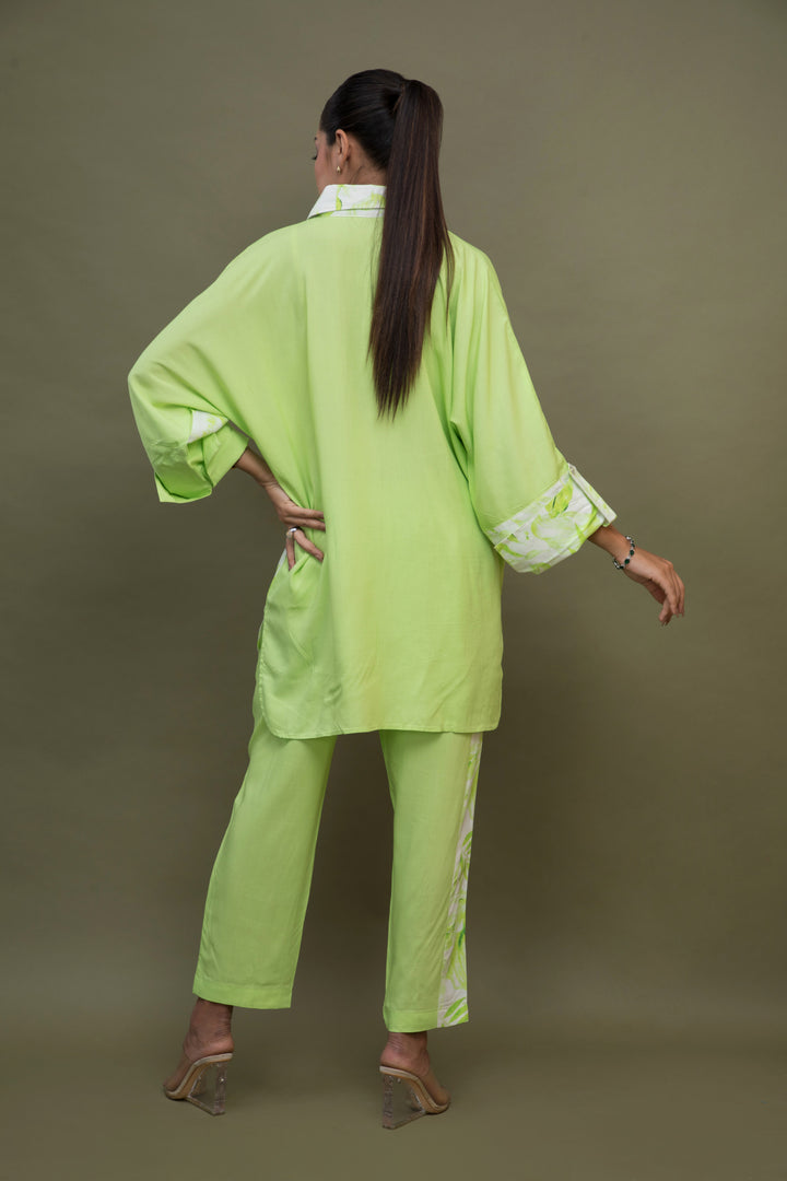 High-Low Half & Half Co-Ord - Lime Green