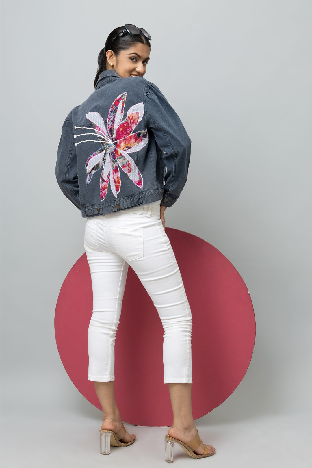 Denim Jacket - Floral Appliqué