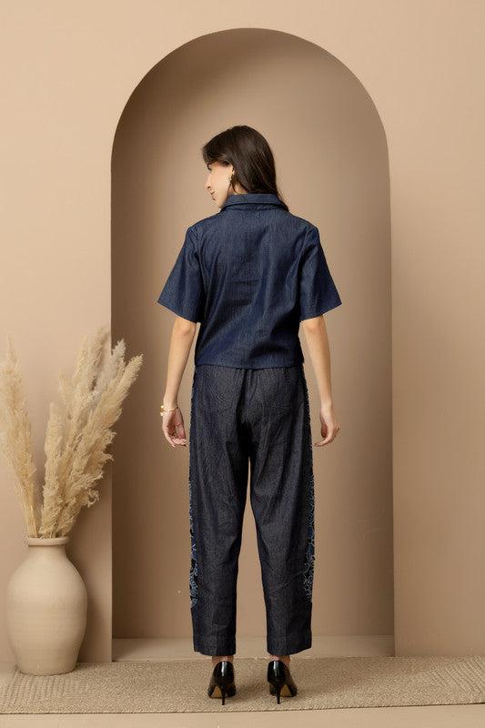 Wrena Crop Shirt & Barell Jeans Set