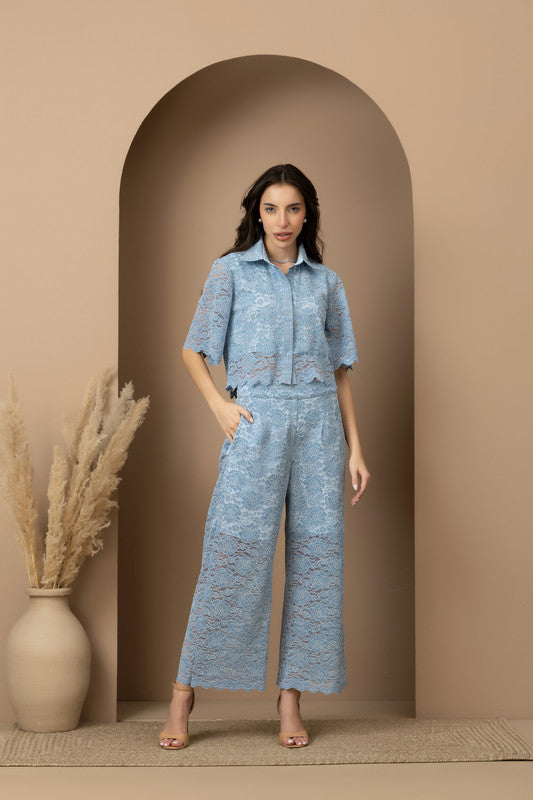 Hydrangea Crop Shirt & Pants Set