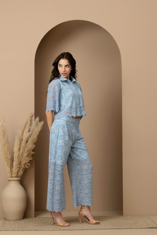 Hydrangea Crop Shirt & Pants Set
