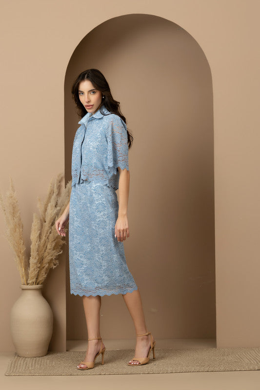 Hydrangea Crop Shirt & Skirt Set