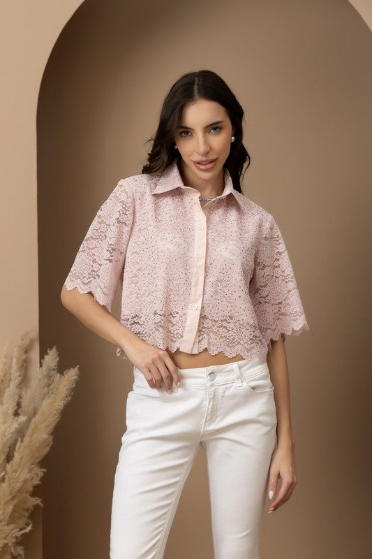 Peony Crop Shirt