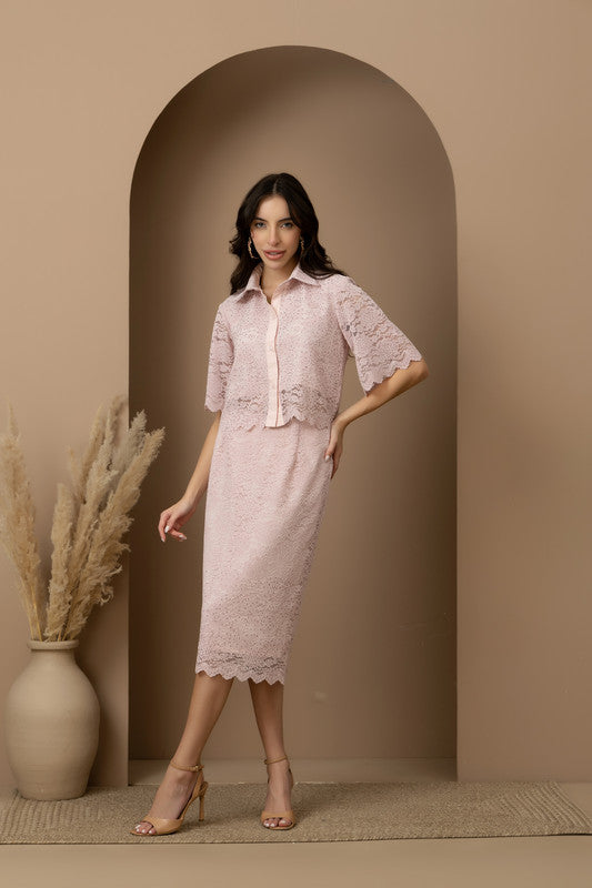 Peony Crop Shirt & Skirt Set