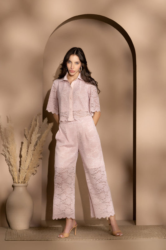 Peony Crop Shirt & Pants Set