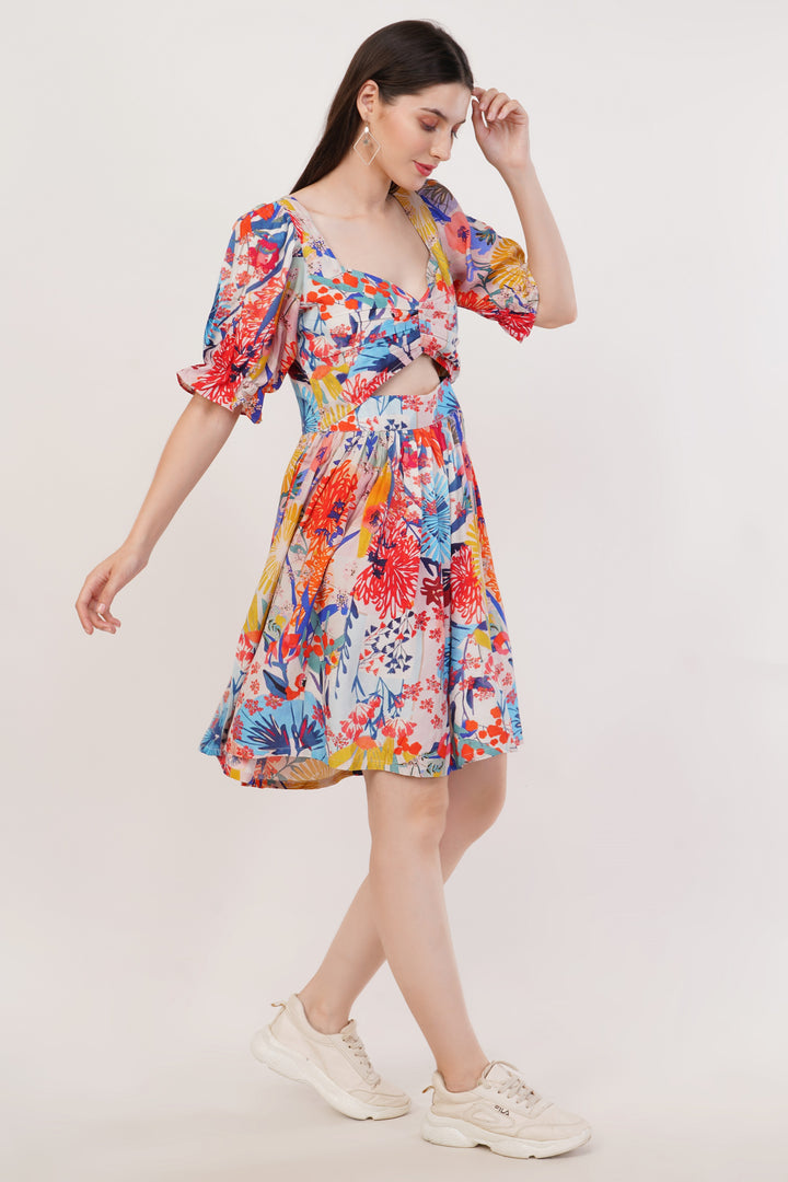 Blooming Flowers Printed Dress