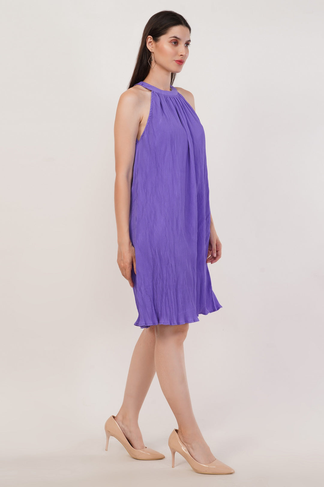 Pleated  Purple Dress