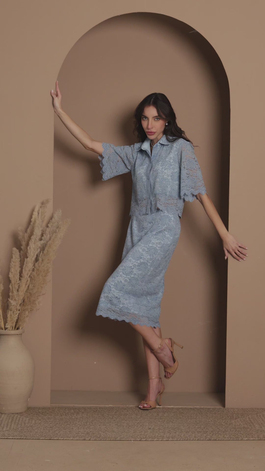 Hydrangea Crop Shirt & Skirt Set