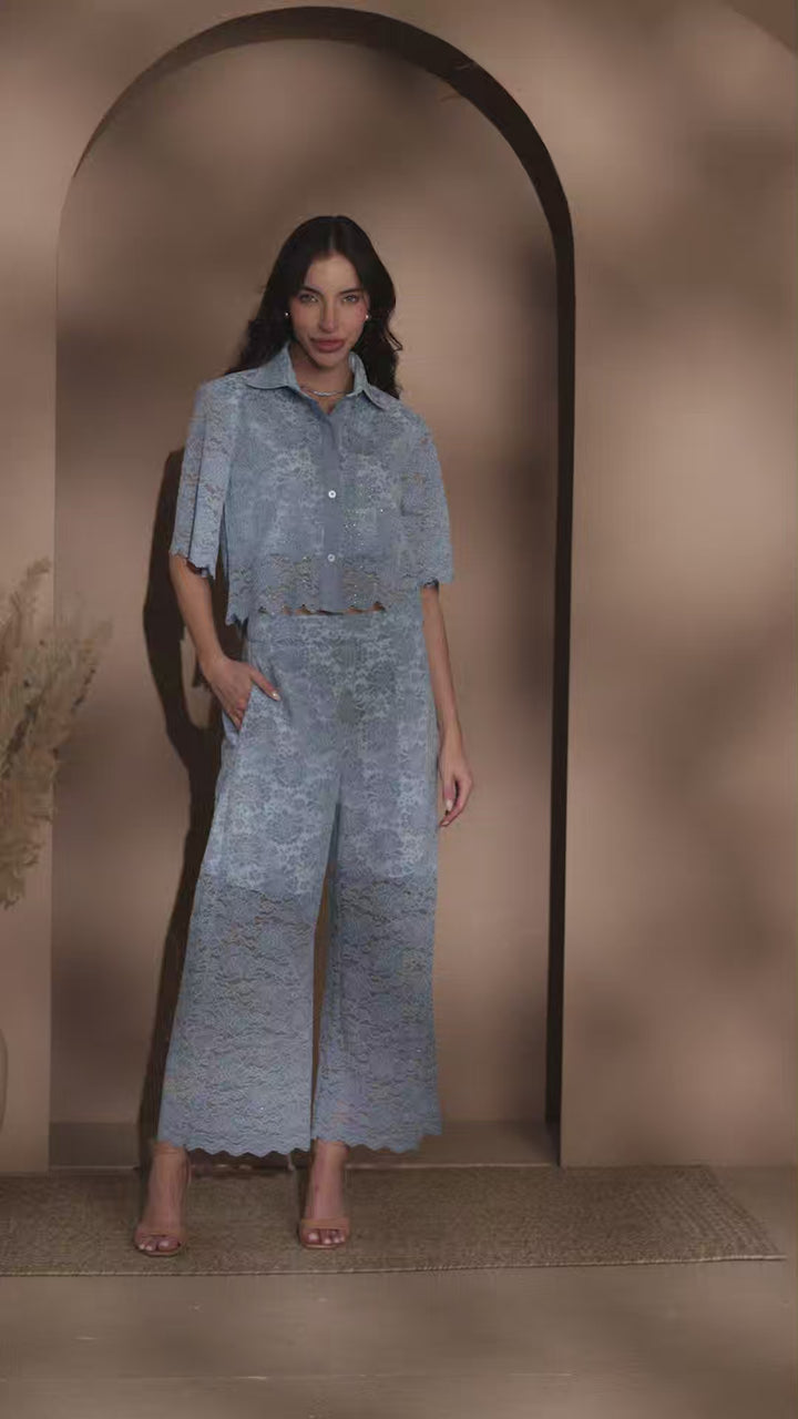 Hydrangea Crop Shirt & Pants Set