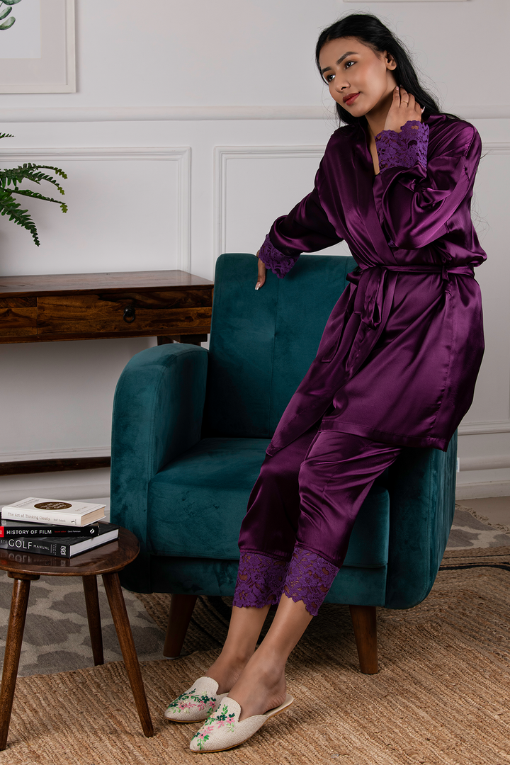 Satin with Lace - Co-Ord - Purple Amethyst