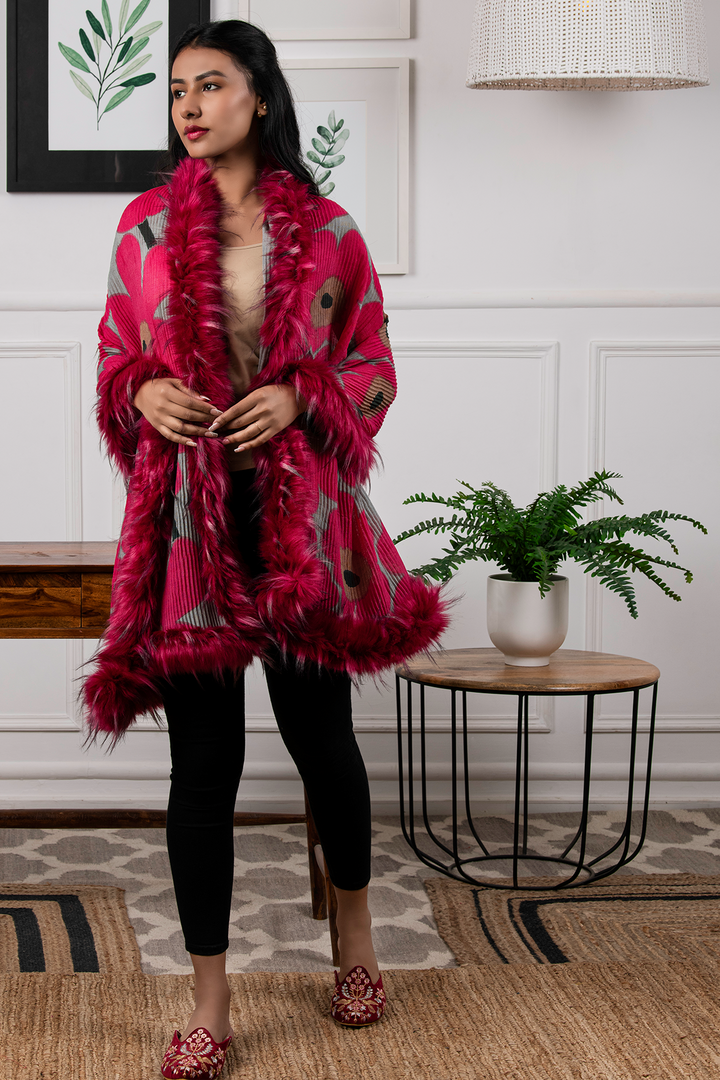 Laura Red w/ Fur - Stole
