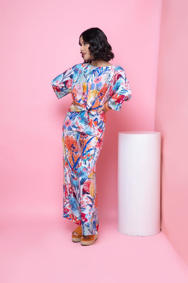 Bloom Knotted Top & Wide Leg Pants